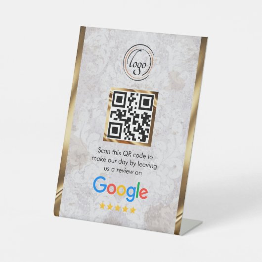 カスタムビジネスQRコードGoogleレビュー 台座サイン (正面)
