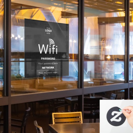 カスタムビジネスWiFiサイン(ロゴ入り) ウィンドウサイン (レストラン窓)
