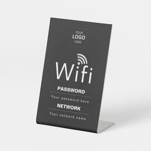 カスタムビジネスWiFiサイン（ロゴ入れ可） 台座サイン (正面)