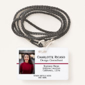 カスタムビジパーソナライズされたネス赤白黒 バッジ (正面ランヤード)