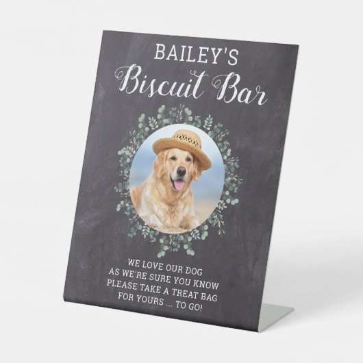 カスタムビスケットバーペットフォトドッグ結婚式の引き出物 台座サイン (正面)