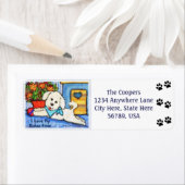 カスタムビチョンフリースドッグアート差出人住所ラベル ラベル (インサイチュ)