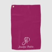 カスタムビバマゼンタタイポグラフィモノグラム名 ゴルフタオル (正面)