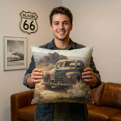 カスタムビンテージ砂漠の車の風景画 クッション
