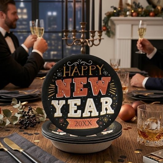 カスタムビンテージ おめでたい新年デザイン ペーパーボウル