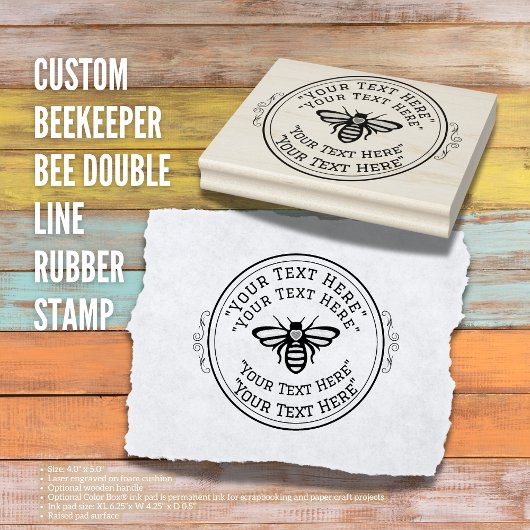 カスタムビーキーパービービーダブルラインゴムスタンプ ラバースタンプ