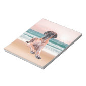 カスタムビーチに座って可愛いグレートデーンドッグ ノートパッド (回転)