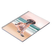 カスタムビーチに座って可愛いグレートデーンドッグ ノートブック (左側)