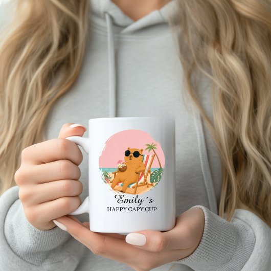 カスタムビーチカピバラマグカップ 名前入り コーヒーマグカップ
