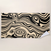 カスタムビーチタオル抽象芸術アートブラックライン ビーチタオル (正面)