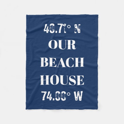 カスタムビーチハウス座標 フリースブランケット (正面)