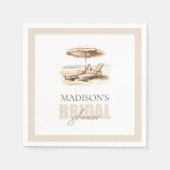 カスタムビーチベージュパステル ブライダルシャワー スタンダードカクテルナプキン (正面)