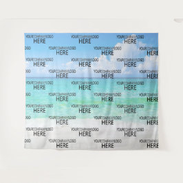 カスタムビーチロゴ ステップ＆リピート背景 タペストリー