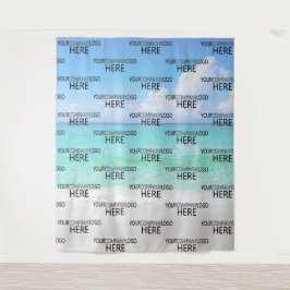 カスタムビーチロゴ ステップ＆リピート背景 タペストリー