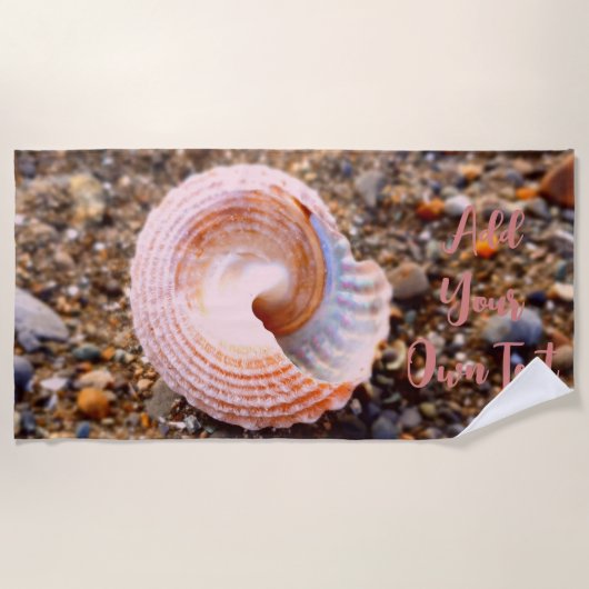 カスタムビーチ写真のピンクシェル ビーチタオル (正面)