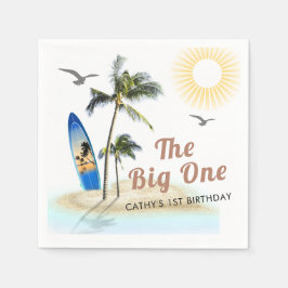 カスタムビーチ夏の第1誕生日 スタンダードカクテルナプキン