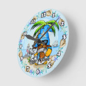 カスタムビーチ格言 ラウンド壁時計 (傾斜)