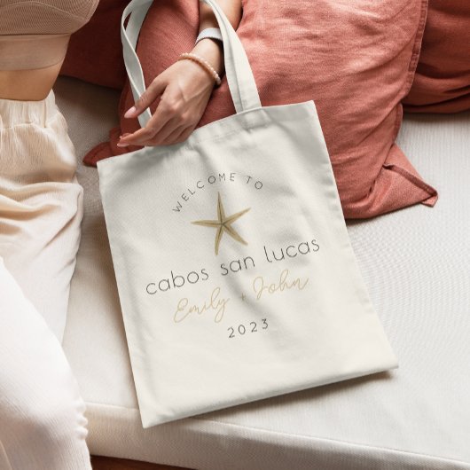 カスタムビーチ結婚式ウェルカムスターフィッシュトートバッグ トートバッグ