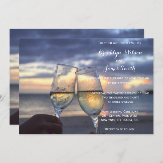 カスタムビーチ結婚式招待状 招待状 (正面/裏面)