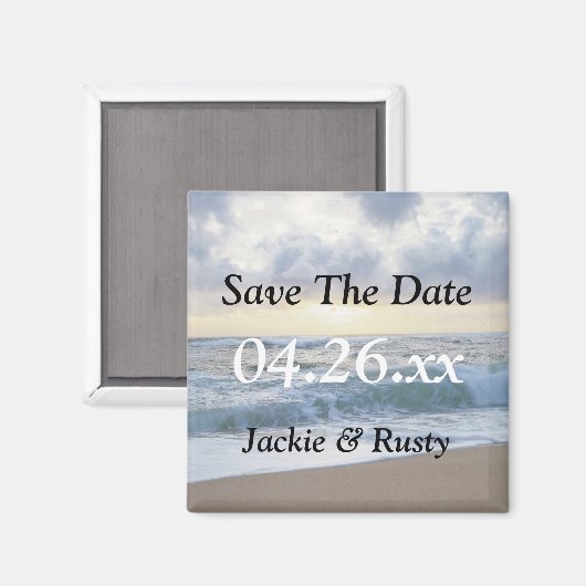 カスタムビーチ結婚式日付写真マグネットの保存 マグネット (正面/裏面)