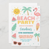 カスタムビーチ誕生日招待状とパーティー 招待状 (正面/裏面)