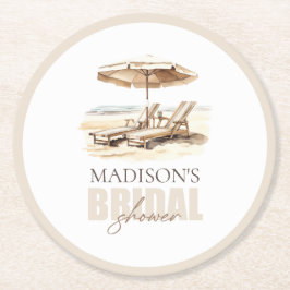 カスタムビーチ ブライダルシャワー ラウンドペーパーコースター