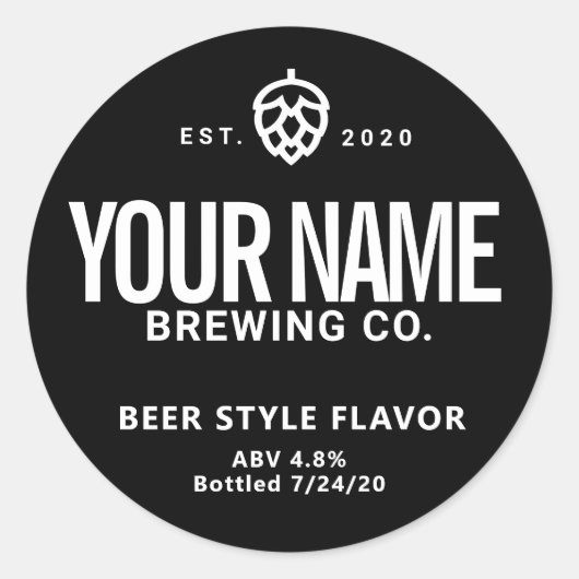 カスタムビール缶詰ラベル – 単語の色を変更する ラウンドシール (正面)