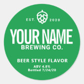 カスタムビール缶詰ラベル – 単語の色を変更する ラウンドシール (正面)
