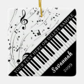 カスタムピアノ・キーボードの音楽ノートパーソナライズされた セラミックオーナメント (正面)