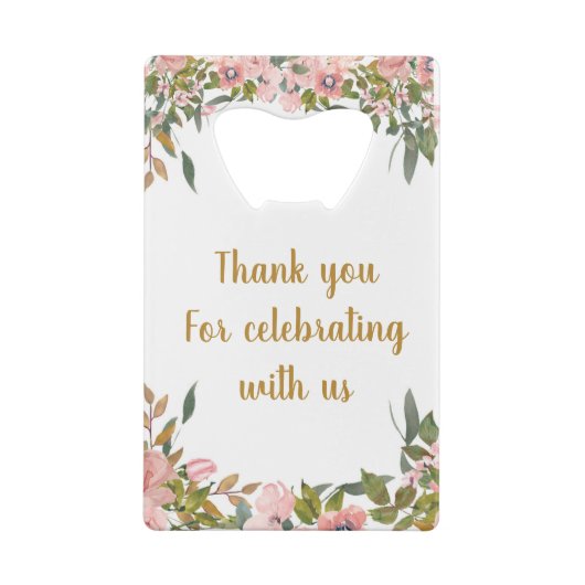 カスタムピエレガントンクフローラ緑結婚式の引き出物 クレジットカード栓抜き (裏面)