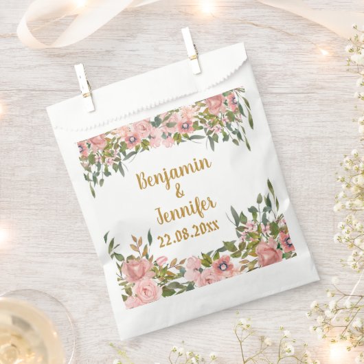 カスタムピエレガントンクフローラ緑結婚式の引き出物 フェイバーバッグ (クリップ留めされた状態)