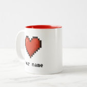 カスタムピクセルハートアーケードマグカップ ツートーンマグカップ (正面左)
