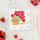 カスタムピクニックスナックラズベリーアーモンドウォーター色 縁ありカクテルナプキン (インサイチュ)