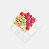 カスタムピクニックスナックラズベリーアーモンドウォーター色 縁ありカクテルナプキン (角)