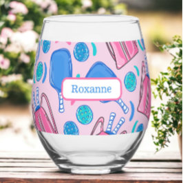 カスタムピクレボールパドル&ボールピンク名門私立校風の色 ステムなしワイングラス