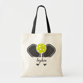 カスタムピックボール選手ネームパドル&ボールデザイン トートバッグ