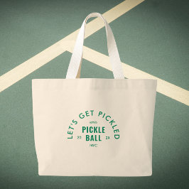 カスタムピックルボールクラッチデザインの「ピクルスで乾杯しよう Après Pickle Ball」 ラージトートバッグ