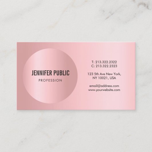 カスタムピモダンクエレガント・ローズ・金ゴールド・テンプレート 名刺 (正面)