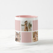 カスタムピンクと白のモノグラム写真コラージュマグ マグカップ (中央)