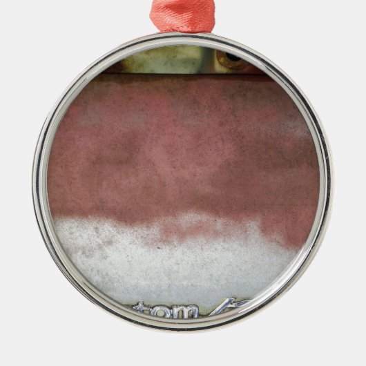 カスタムピンクと白 メタルオーナメント (正面)