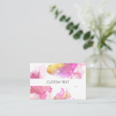 カスタムピンクと金ゴールド水彩 名刺 (スタンド正面)