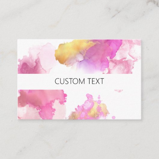 カスタムピンクと金ゴールド水彩  名刺 (正面)