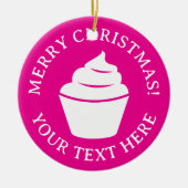 カスタムピンクのカップケーキクリスマスツリーオーナメント セラミックオーナメント (正面)