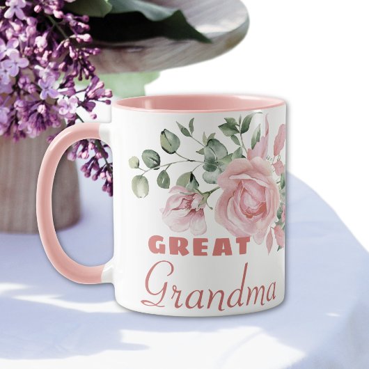 カスタムピンクのバラのひいおばあちゃん就任年  マグカップ