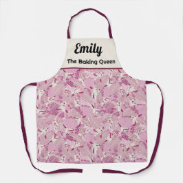 カスタムピンクのパステルの鳥と離れエプロ エプロン
