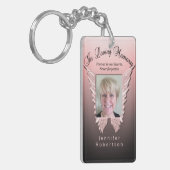 カスタムピンクのメモリアルエンジェルウィングスの写真を追加 キーホルダー (正面左)