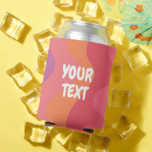 カスタムピンクの波が可愛いカラフルストライプの 缶クーラー