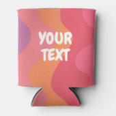 カスタムピンクの波が可愛いカラフルストライプの 缶クーラー (正面)