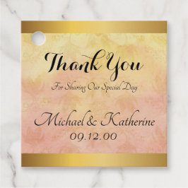 カスタムピンクイエローミュート水彩感謝 フェイバータグ