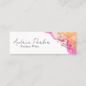 カスタムピンクインシンプルクモダンQRコード スキニー名刺 (正面)